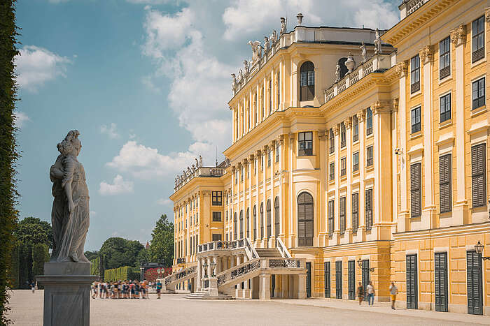 Seitliche Ansicht der Südseite des Schloss Schönbrunn